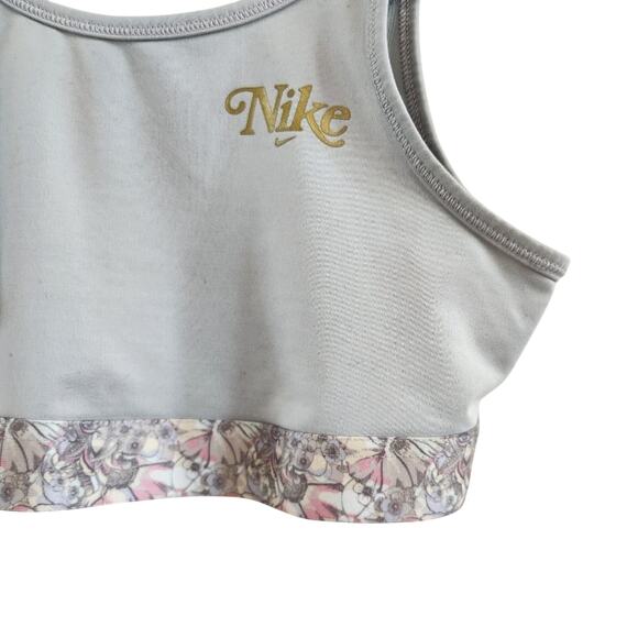 Nike Gray Pink Floral Trim Lightweight Low Impact Bralette Top Sports Bra Large - Picture 3 of 7